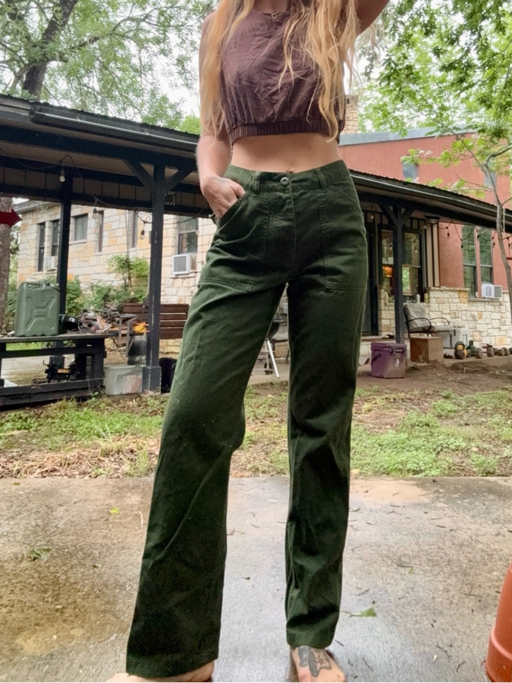 Topo Designs Women's Olive Green Organic Cotton Field Pant